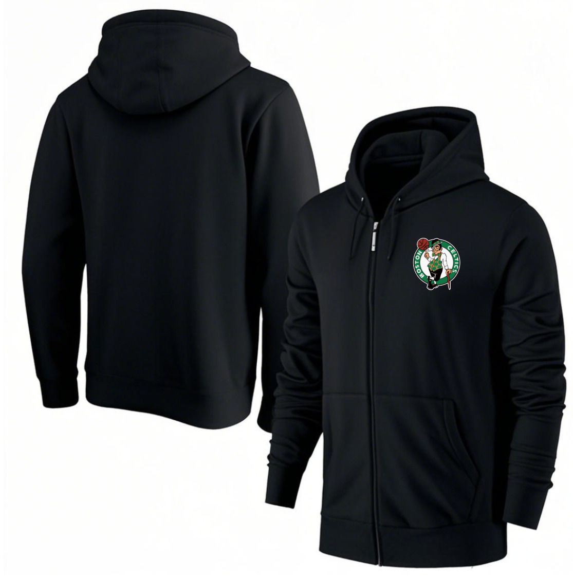 Men Boston Celtics Black Zipper hoodie 2025 NBA Jersey style 1